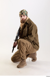 Whole Body Weapons-Rifle Man Pose with machine rifle White Army Athletic Bearded Studio photo references